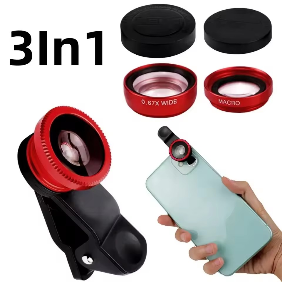 Lens Camera Clip - 3In1 Mobile Phone Fish Eye Lens