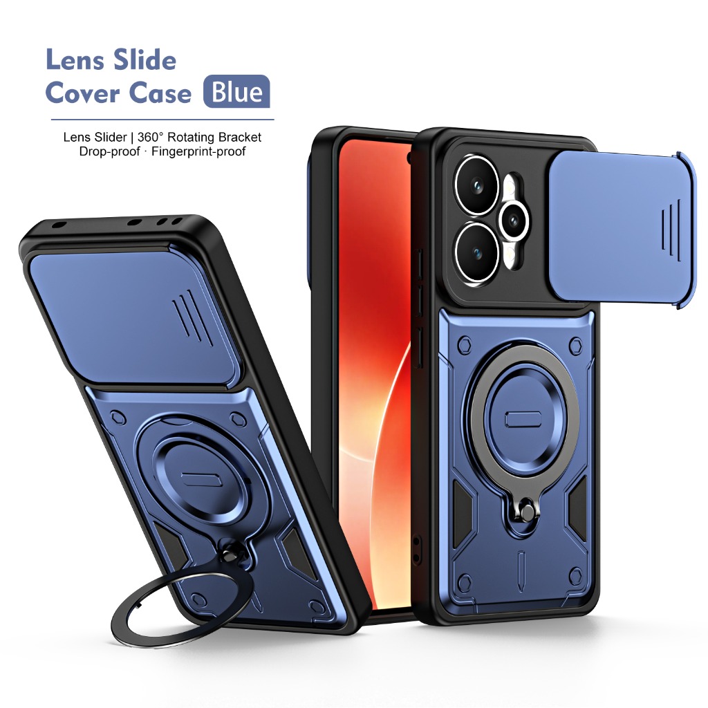 Phone Kickstand Ring - Armor Shockproof Phone Case with Slide